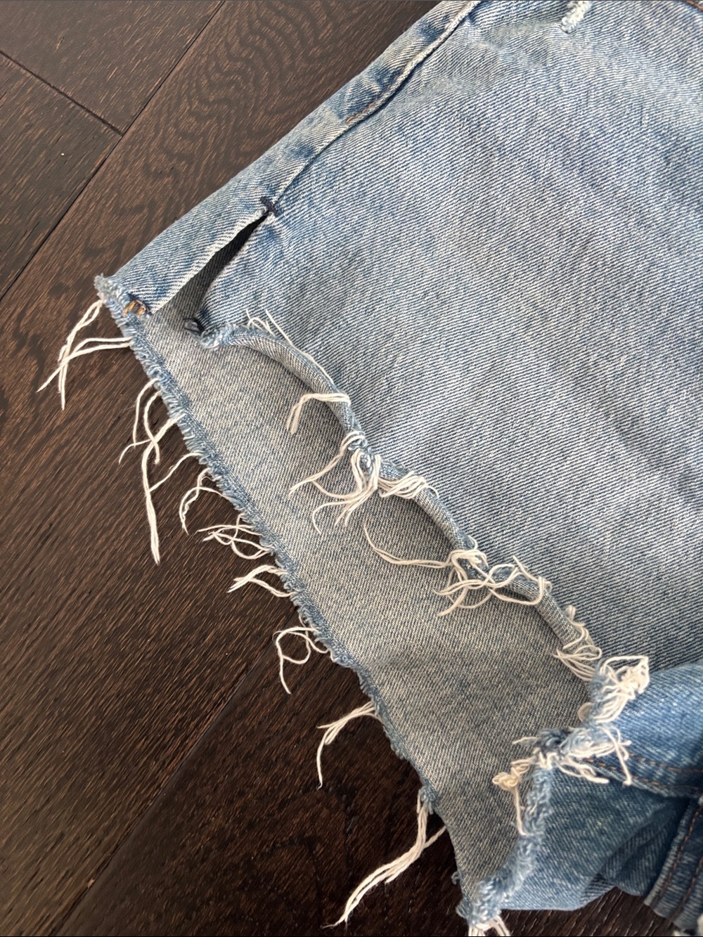 Classic High-Rise Distressed Denim Mom Shorts - Picture 4 of 5